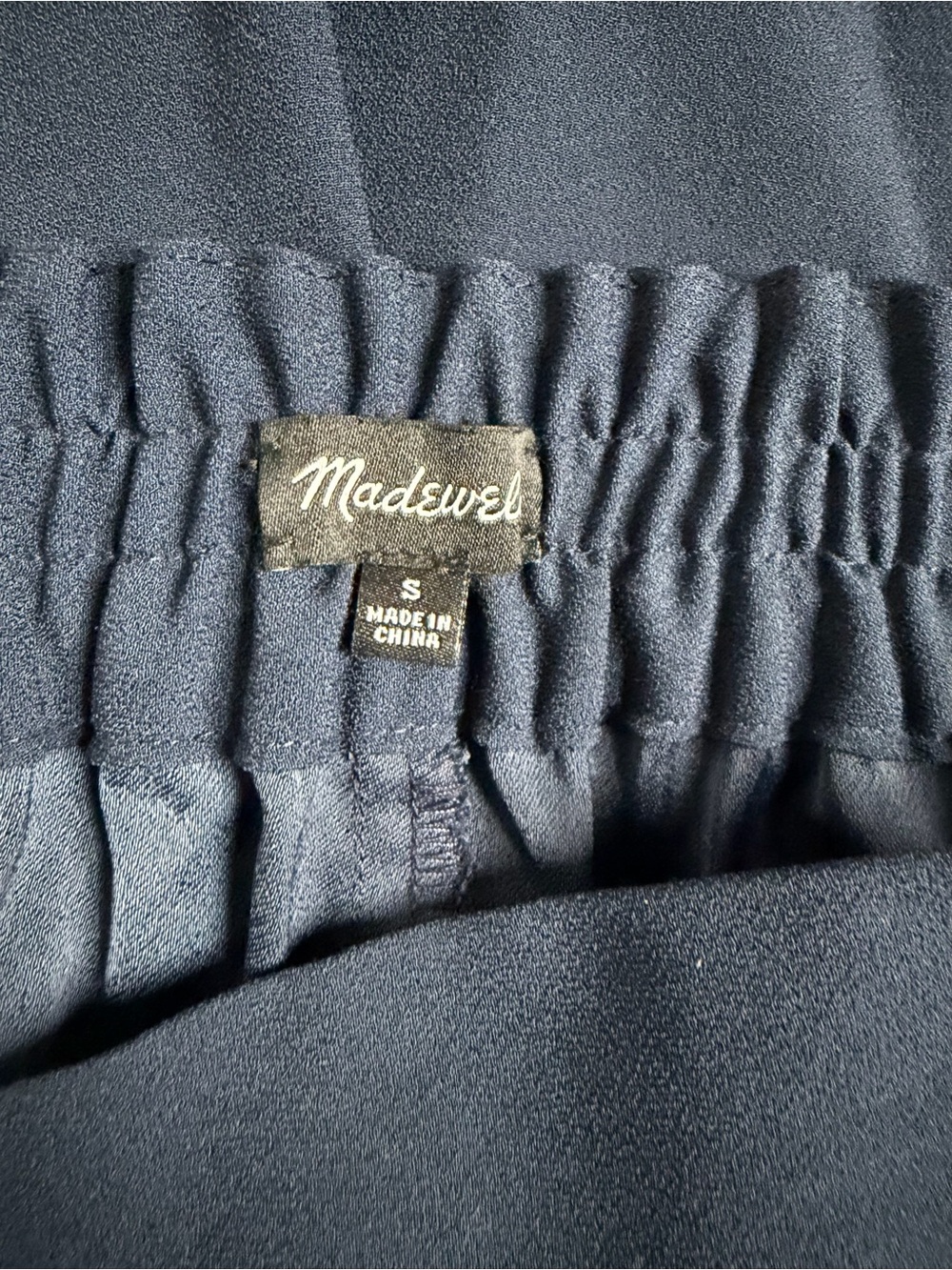Madewell Navy Wide-Leg Cropped Pants Women’s Pull On Elastic Waist Small - Picture 6 of 6